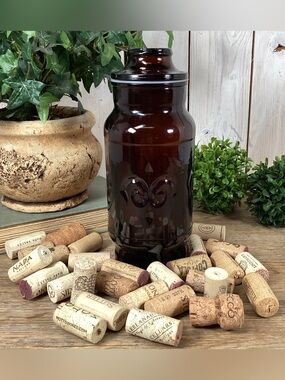 1970's Borden Cremora Amber Owens Illinois Glass Canister Jar Filled Win…